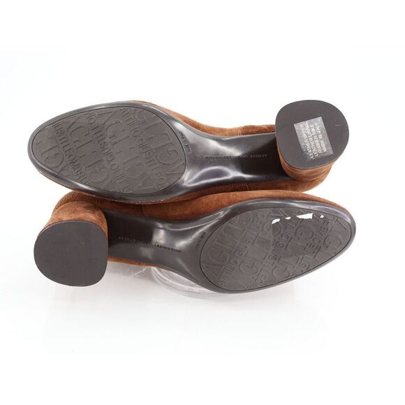 AGL Phillipa Booties Size 38 8 Brown Leather Suede Block Heel Zip Up Boots - Picture 9 of 14